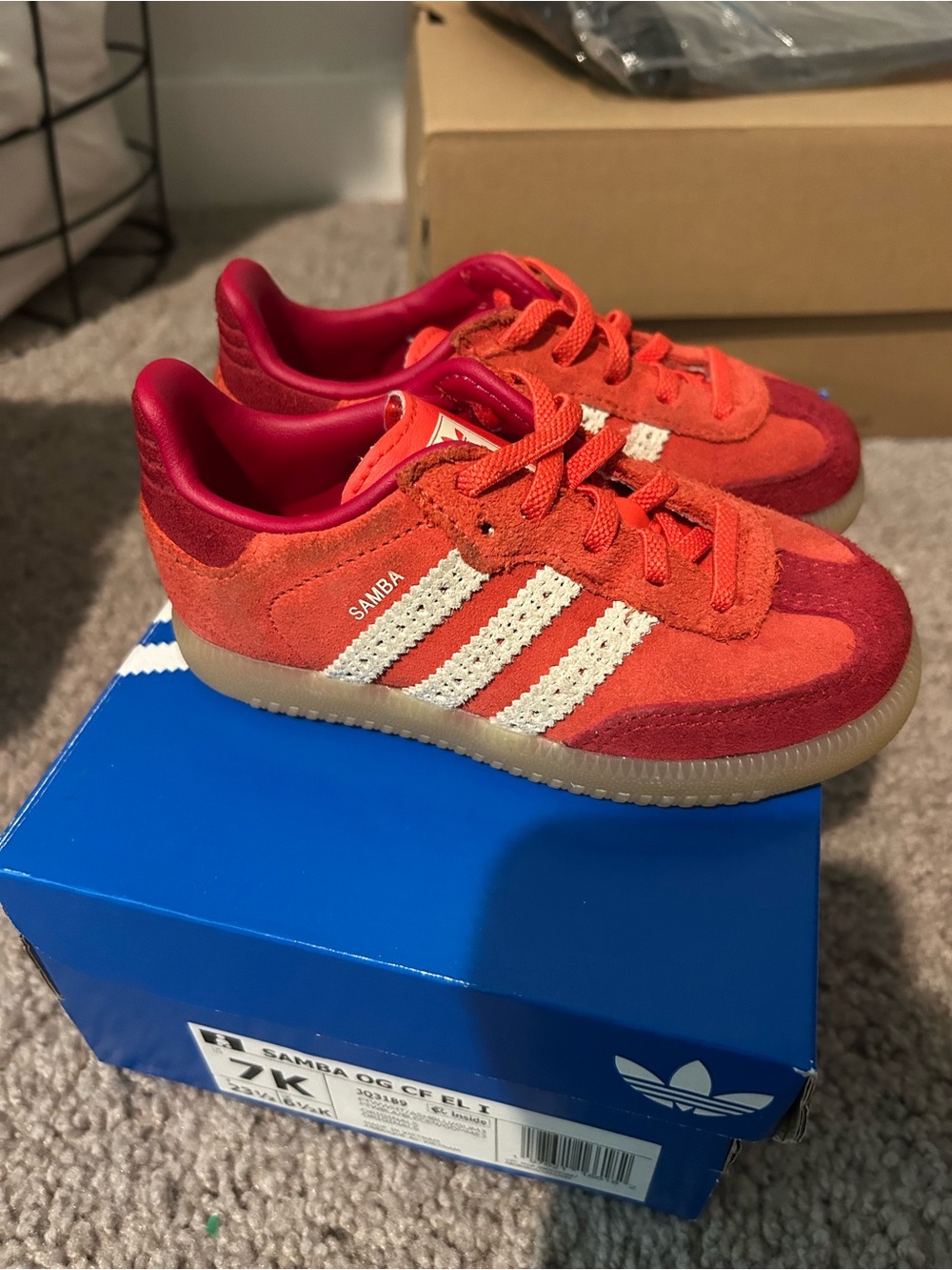 Adidas Kids Samba Red Suede Sneakers